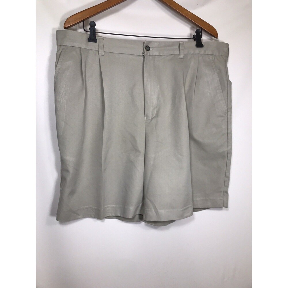 IZOD Golf Chino Shorts Adult Size 38 Beige Flat Front Stretch Golfing Mens